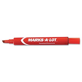 Marks-A-Lot Permanent Marker, Large Chisel Tip, Red, Dozen
