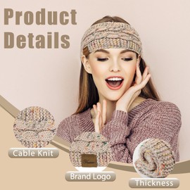 YSense YSense Womens Ear Warmer Headband Cable Knit Winter Headbands Fleece Lined Ear Warmers Stocking Stuffers Gifts for Women