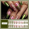 Coffin Press on Nails Medium Long Fake Nails Green Acrylic