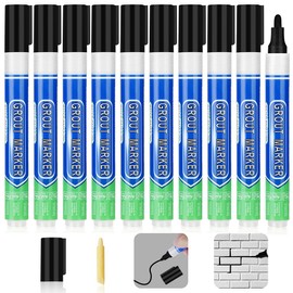 flintronic Grout Pen, Joint Black for Easy Use, Grout Pen with Replacement Tip, Grout Pen in Black Tones Cementary Joints, Joint Repair Marker for Tiles Wall (Pack of 10)