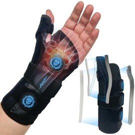 JUPITER Carpal Tunnel Wrist Brace, Day & Night Support, Thumb Spica Splint for Left Hand, Ideal for De Quervains Tenosynovitis, Tendonitis, Wrist Brace With Thumb Support - L/XL - Women & Men,Black-Blue