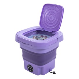 RibasuBB Portable Washing Machine Drying Machine 8L Foldable Semi-Automatic Washer for Baby Clothes Underwear Apartment Camping RV Travel (Purple)