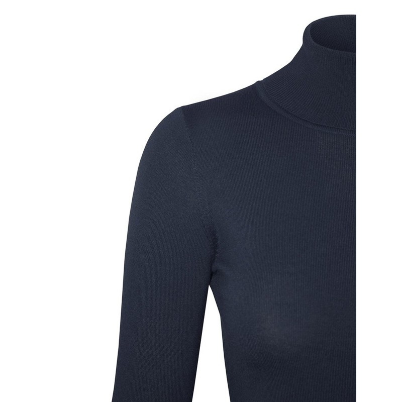 Cielo Women's Solid Basic Stretch Turtleneck Pullover Knit Sweater Navy