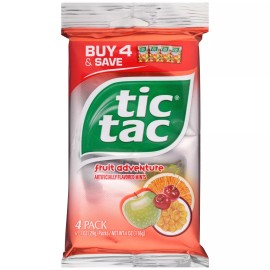 TIC TAC FRUIT ADVENTURE FLAVOR MINTS - 1oz. - 4COUNTS - PACK OF 4 (16COUNTS)