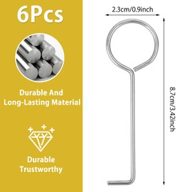 Pack of 6 Drain Key Lifting Hooks, Floor Drain Hooks, Disassembly Key Hooks, Stainless Steel Silver Drain Grate Puller for Kitchen, Bathroom, Drain Grate