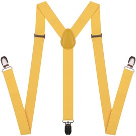 AMPIL Black Suspenders for Men and Women - Adjustable Suspender Elastic 1 inch Wide with Heavy Duty Clips (Yellow Gold Suspenders)