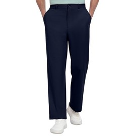 PEGENO Men's Golf Pants Stretch Relaxed Fit Pants 4 Pockets Soft Breathable Casual Trousers (Navy Blue Large)