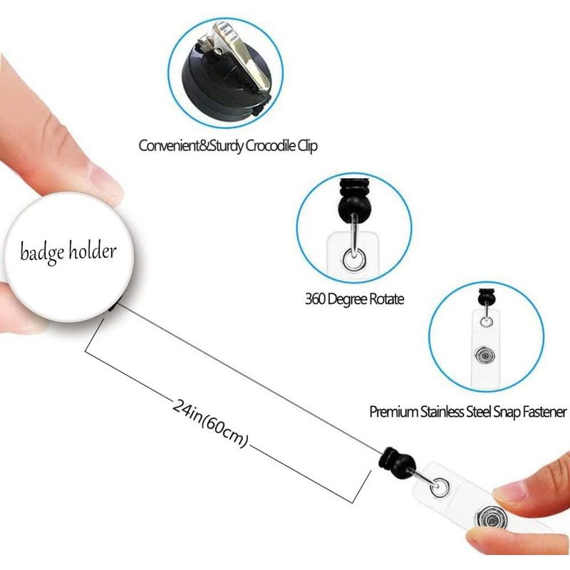 Retractable ID Card Badge Holder with Alligator Clip, Name Nurse