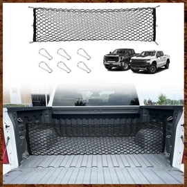 Muslogy Truck Bed Cargo Net Compatible with Chevy Silverado & GMC Sierra 2019-2024 Accessories Bed Storage Net Cargo Organizer Pickup Truck Bed Envelope Style Cargo Net with Heavy Duty Carabiners