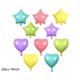 AnnoDeel 20pcs Macaron Star Balloons, 18inch Star Macaron Foil Balloons Mixed Color Mylar Balloons for Wedding Birthday Baby Shower Party Decor