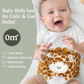Baby Colic and Gas Relief, Heated Tummy Wrap for Newborns Belly Relief by Soothing Warmth, Baby Heating Pad Swaddling Belt Relief & Soothe Gas, Colic and Upset Stomach for Newborn to Toddler (Giraffe)