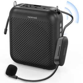 NORWII Wireless Voice Amplifier with UHF Wireless Microphone Headset, 10W 4000mAh Portable Rechargeable PA System Voice Amplifier Wireless for Teachers, Meetings, Promotions and Outdoors (Black)