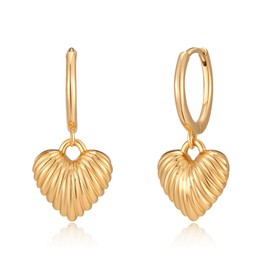 HolidayQbee Gold Earrings For Women With Texture Heart Gold Heart Earrings Gold Drop Dangle Earrings Unique Chic Fashion Heart Earrings Jewelry