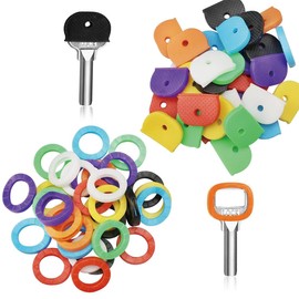 XURJUMI 64er-Pack Schlüsselkappen-Etiketten-Set in 8 verschiedenen Farben Kunststoff-Schlüsselkennzeichnungs-Etikettenabdeckungen für Standard-Flachhausschlüssel