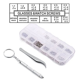 Zerodis Kit de Herramientas para Reparacion Gafas, Tornillos de Acero Inoxidable Surtido de Tuercas + Pinzas + Destornillador