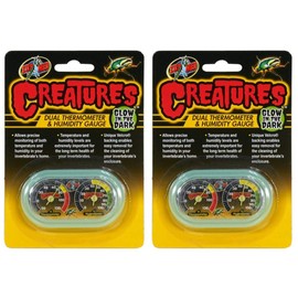 Zoo Med 2 Pack of Creatures Dual Thermometer and Humidity Gauges, Glow in The Dark