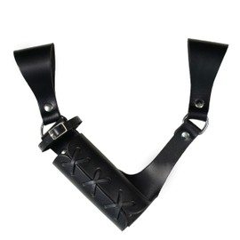 Mythrojan Sword Stand Medieval Leather Sword Frog Universal Rapier Right Handed Cosplay Costume Accessory - Black, 10" x 10"