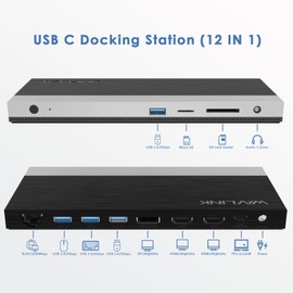 WAVLINK USB C Docking Station 4K Triple Display (2 HDMI + 1 Displayport) with 100W PC Charging, Gigabit Ethernet, 4 USB 3.0, SD/TF Card Slot, Audio, for Dell HP MacBook Lenovo and Other USB C Laptops