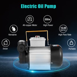 110V 550W Electric Self-priming Oil Transfer Pump,Portable Electric Fuel Transfer Pump,Fuel Diesel Transfer Extractor Pump with 6.15FT Power Cord,3300RPM
