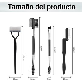 Juego de 4 Piezas Separador de Pestañas,Enchinador de Pestañas,Doble Punta Cepillo para Cejas,Profesionales Brocha para Cejas,Carrete de Pincel,Maquillaje y Herramienta Aseo
