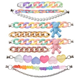 8 Pcs Women Cute Colorful Chains Shoe Charms Teens Girls Lovely Love Heart Shoe Decoration Charm for Holiday Gifts Chains-8C