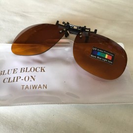 Blue Block Clip - On Sunglasses Amber/Brown Lenses New Old Stock