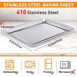 Funnymoom 12 Pack Stainless Baking Sheet Cookie Pans 12.2 x 8.3 x 0.8 Inch Size Metal Serving Trays with Widen Edge Baking Trays Nonstick Cookie Sheet Pan for Bakeware Cooking Serving BBQ