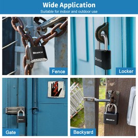 disecu® Heavy Duty 4 Digit Combination Locker Lock, Anti-Error Feature, High Security Waterproof Outdoor Padlock for School Gym Locker, Fence, Gate, Hasp Storage (Black)