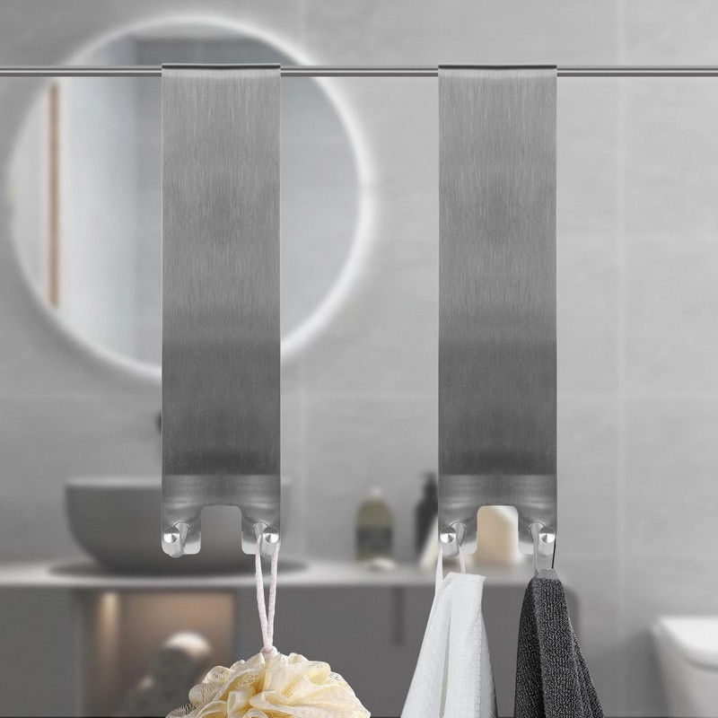 Linkidea 2 Pack Shower Over Door Hook, 7" Stainless Steel