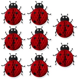 8 Pcs Ladybug Party Decorations Supplies 12 Inch Ladybug Honeycomb Centerpiece Birthday Party Decorations 3D Bug Decor Hanging Bug for Birthday Baby Shower Supplies