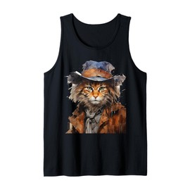 Cat as a Cowboy with a Hat Cowboy Cat Tank Top