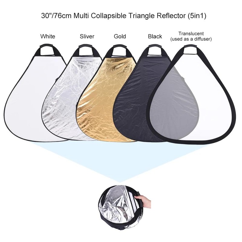 REFLEX CAMERA 5-in-1 Triangle Photography Reflector 30cm (11.8in) | Gold
