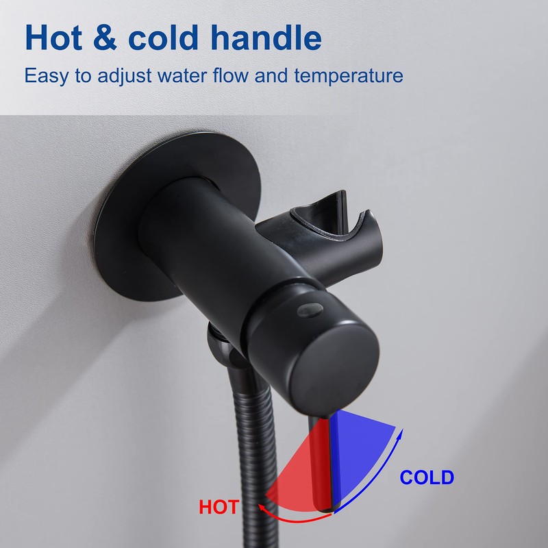SHAMANDA Wall Mounted Bidet Sprayer Set, Stainless Steel Round Handheld