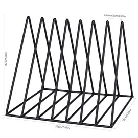 Fabaoday Bookend, Metal Newspaper Rack, Triangle Desktop Magazine Stand, 7 Slots Book Ends Newspaper Holder Organiser Rack for Office, Documents, CD, Magazine