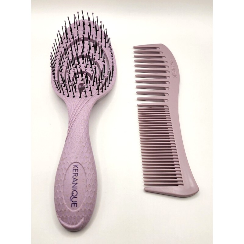 Keranique Anti-breakage Hair Brush & Detangling Comb Set **NEW**