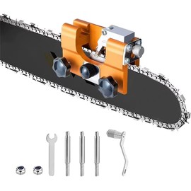 Chainsaw Sharpener Jig Kit, Portable Chainsaw Sharpening Tool with Burr Grinding Stone & Cleaning Brush, Manual Chain Saw Blade Sharpener Attachment for 12-22 Inches Chain/Electric Saw, Garden Worker