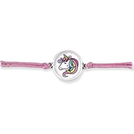 Make a wish Unicorn Cabochon Bracelet 18 mm Colour Pink Pendant Round Silver Unicorn Children Girls Jewellery Handmade