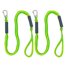Perixir Dock Bungee Lines for Boats, Dock Lines with Carabiner, Boat Ropes for Docking, Kayak Jet Ski Boat Accessories Marine (Green 2 Pack)