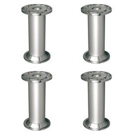 GTV - Furniture Feet D-868, High-Quality Aluminium Base, Plastic Slider, Screw Mounting, Diameter Mounting Plate: 54 mm, Height: 100 mm, Colour: Aluminium - Pack of 4