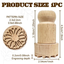 OLYCRAFT Wooden Stamps 1 inch Daisy Round Stamp Wooden Clay Stamp Round Wood Stamp Natural Wood Stamp Round Pottery Stamps Small Stamp for Card Making DIY Craft Letter Diary and Craft Scrapbooking