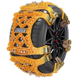 6pcs Car Snow Chains for Dodge Magnum Wagon Estate SE |SXT| R/T|SRT-8 2004-2009 Anti-Skid Protect Portable Tire Chains Universal Emergency Traction Snow Tyre Chains,Yellow