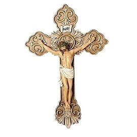 Roman Inc.10 H Golden Scroll Wall Cross 42002