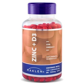 ZINC - Maklen Zinc con Vitamina D3 y Omega 3 - Fórmula Avanzada para Bienestar Integral - Refuerzo para los Huesos y Defensas - 180 Softgels de 700 mg