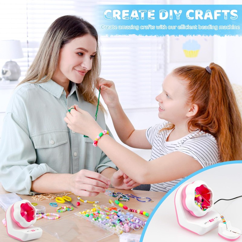 Electric Bead Spinner, Automatic Clay Beads Bowl with 2 Needles,