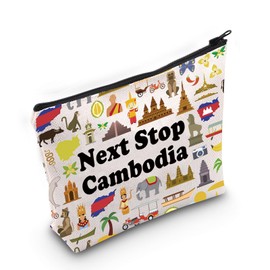 JXGZSO Cambodia Landmarks Gift Next Stop Cambodia Makeup Bag Cambodia Travel Lover Gift Cambodia Vacation Zipper Cosmetic Bag
