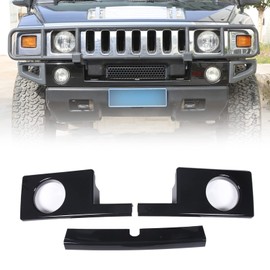 Qiosreui Front Bumper Lower Trim for Hummer H2 2003-2009, Front Bumper Grille Trim Panel, Front Bumper Fog Light Trim Panel,Front Fog Lamp Bezels Covers, ABS (Front Bumper Trim_Black)