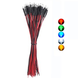 50Pcs 3mm 12V Pre Wired LED Diodes Light Ultra Bright Yellow with Resistor and Wire Indicator Light Emitting Diodes Bulb Lamp for DIY Car Boat Toys Parties and Multiply Lighting Projects