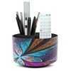Czzmy Round Leather Art Supply Organizer,Remote Control Holder,360 Degree Spinning,Multi-Functional