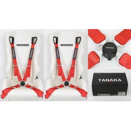 TANAKA 2 TANAKA RED 4 POINT CAMLOCK QUICK RELEASE RACING SEAT BELT HARNESS FIT VW *