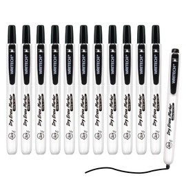 WRITECH Retractable Dry Erase Markers: Fine Point Clickable Black Colored Ink Marker Low Odor Erasable Thin Tip Refillable Whiteboard Marker Pen Set 12ct No Bleed Smear